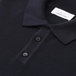 Roberto Collina Longsleeve aus Merinowolle dunkelblau Poloshirt