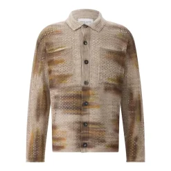 Roberto Collina Strickjacke aus Leinenmix braun Strickjacke