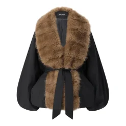 Rotate Jacke mit Kunstfellkragen schwarz Übergangsjacke