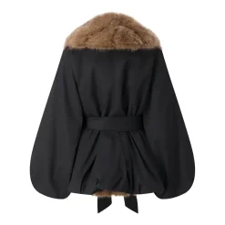 Rotate Jacke mit Kunstfellkragen schwarz Übergangsjacke