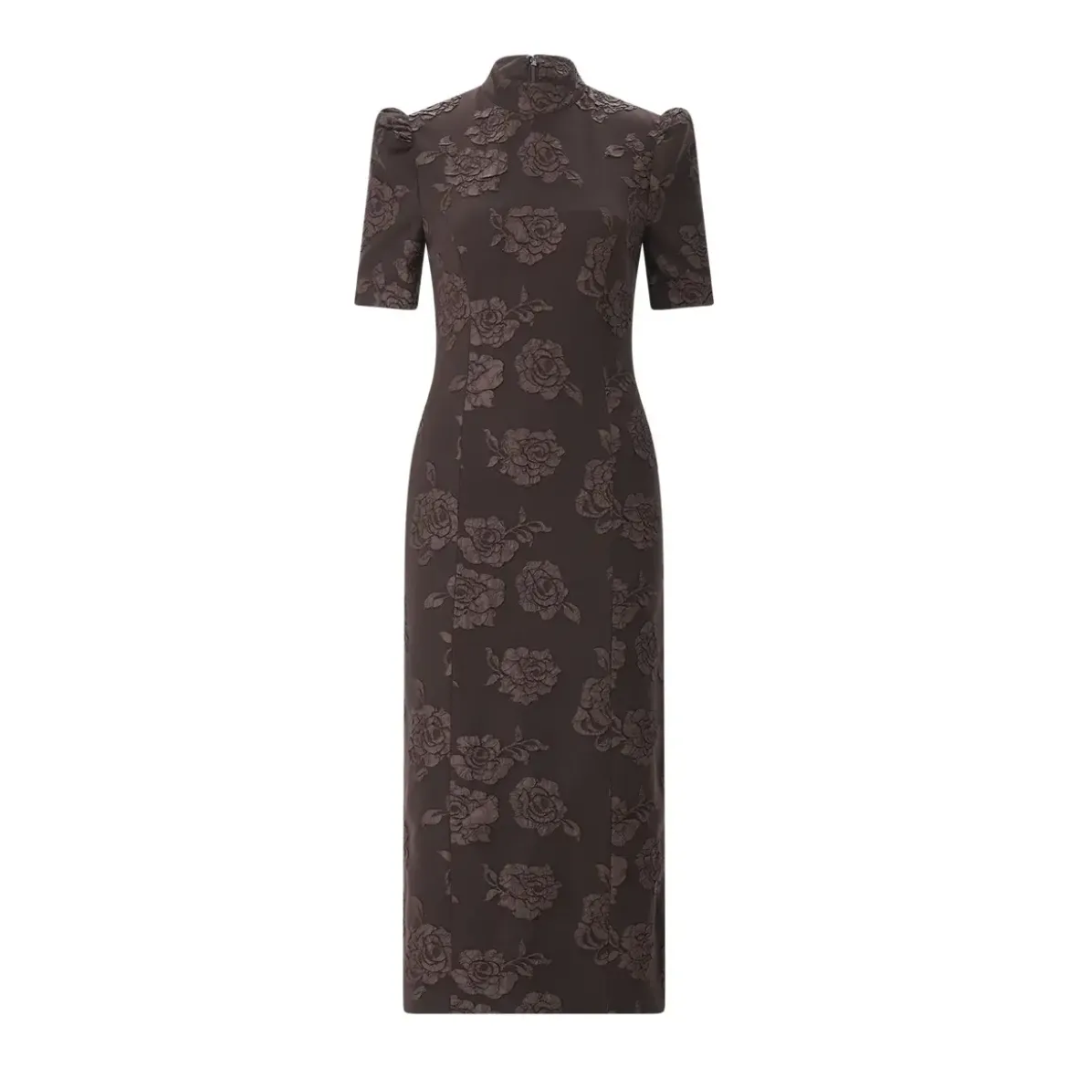Rotate Jacquard Midikleid braun Midikleid