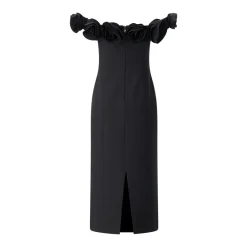 Rotate Midi Kleid aus Krepp schwarz Maxikleid