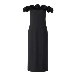 Rotate Midi Kleid aus Krepp schwarz Maxikleid