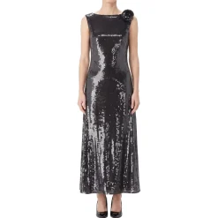 Rotate Midikleid mit Pailletten schwarz Maxikleid