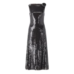 Rotate Midikleid mit Pailletten schwarz Maxikleid