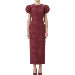 Rotate Midikleid mit Puffärmeln rot Maxikleid