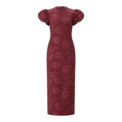 Rotate Midikleid mit Puffärmeln rot Maxikleid