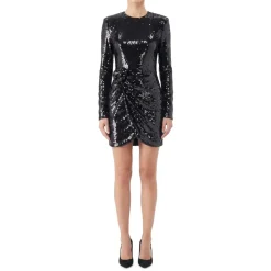 Rotate Minikleid mit Pailletten schwarz Minikleid