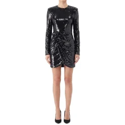 Rotate Minikleid mit Pailletten schwarz Minikleid