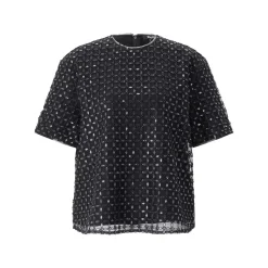 Rotate Shirt mit Pailletten schwarz T-Shirt