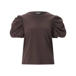 Rotate T-Shirt mit Puffärmeln braun T-Shirt