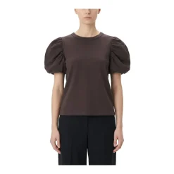 Rotate T-Shirt mit Puffärmeln braun T-Shirt