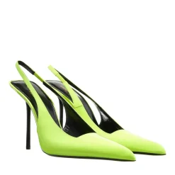 Saint Laurent Kiss Patent Leather Slingback Pumps Jaune Fluo Pumps