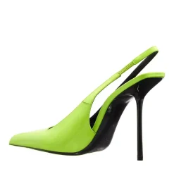 Saint Laurent Kiss Patent Leather Slingback Pumps Jaune Fluo Pumps