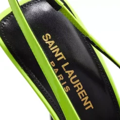 Saint Laurent Kiss Patent Leather Slingback Pumps Jaune Fluo Pumps