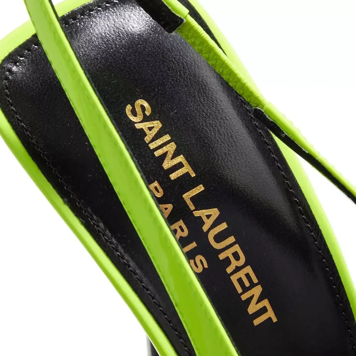 Saint Laurent Kiss Patent Leather Slingback Pumps Jaune Fluo Pumps
