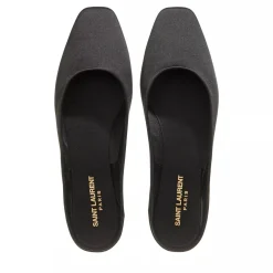Saint Laurent Lido Slippers Made Of Satin Crepe Black Mules
