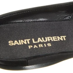 Saint Laurent Lido Slippers Made Of Satin Crepe Black Mules