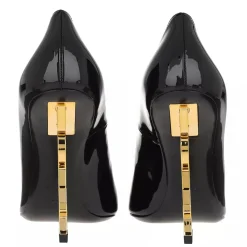 Saint Laurent Logo High Heel Pumps Leather Black Pumps