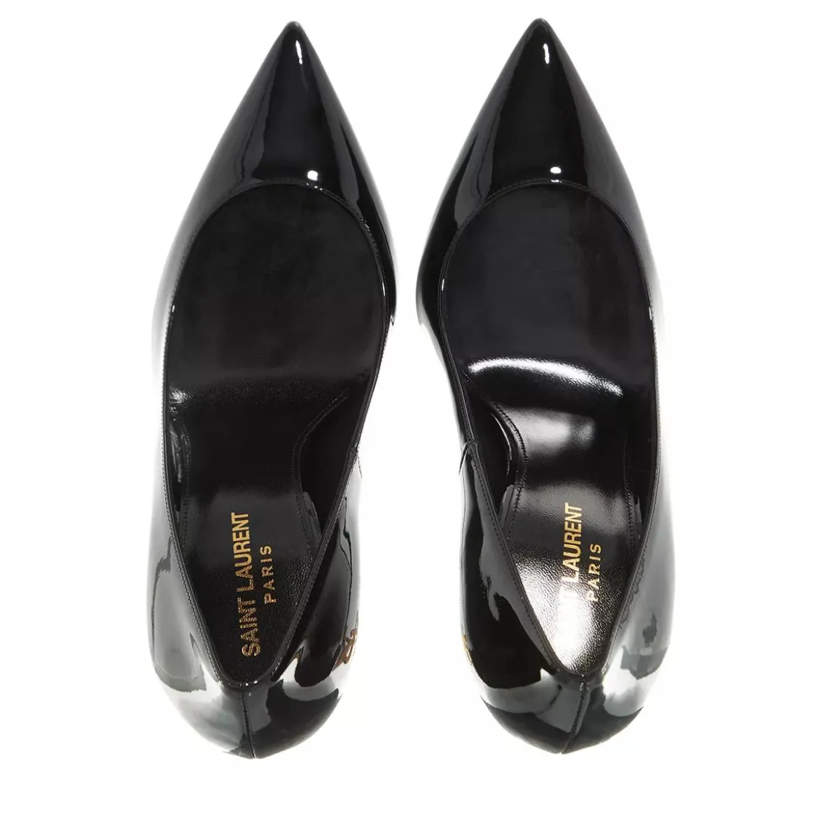 Saint Laurent Logo High Heel Pumps Leather Black Pumps