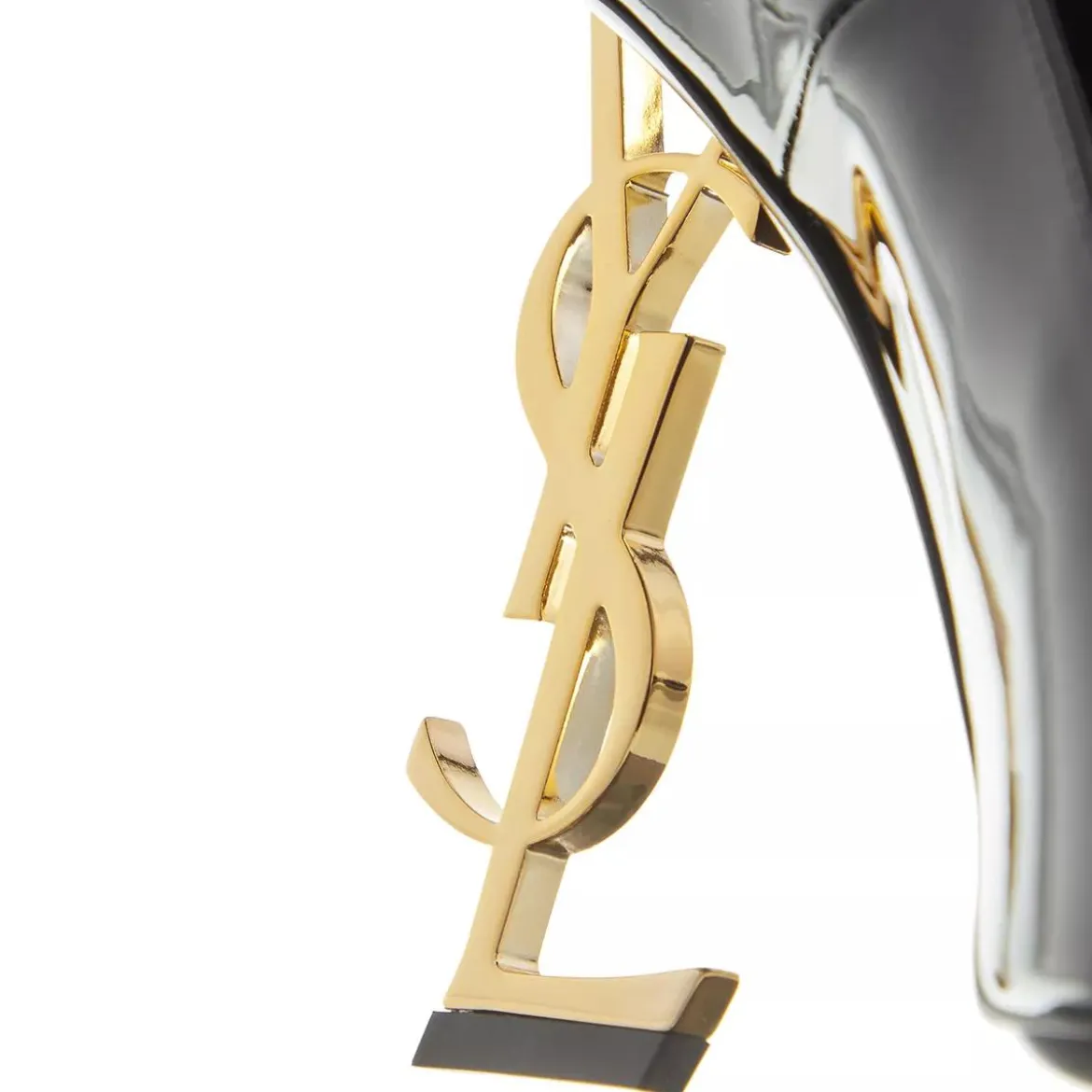Saint Laurent Logo High Heel Pumps Leather Black Pumps