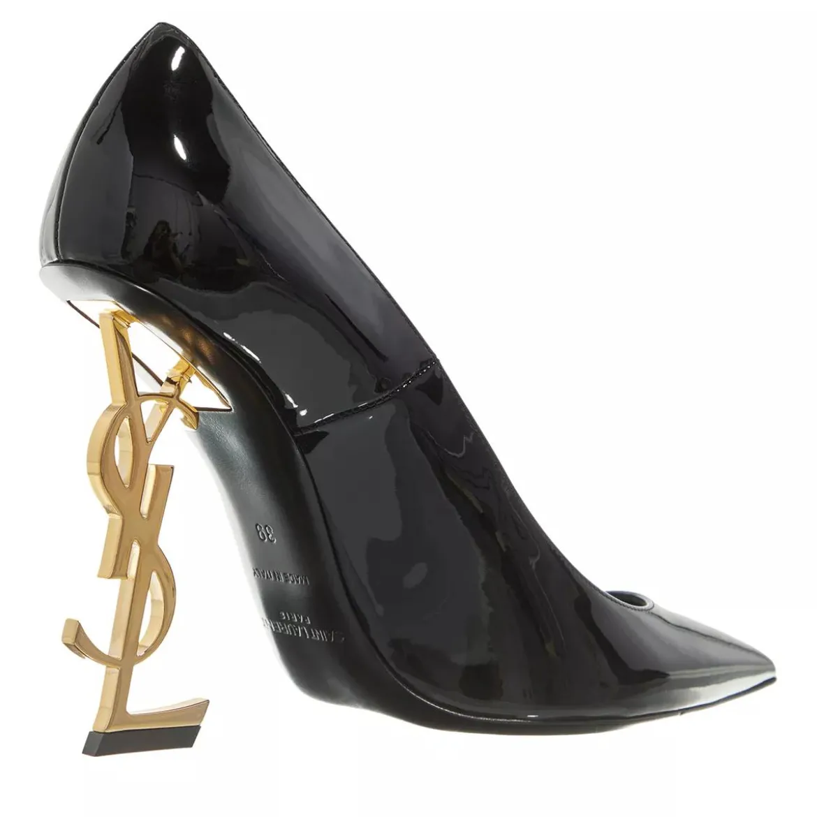 Saint Laurent Logo High Heel Pumps Leather Black Pumps