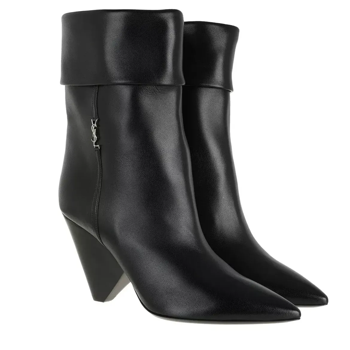 Saint Laurent Niki Monogram Booties Smooth Leather Black Stiefel