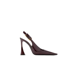 Saint Laurent Stone Sevilla Brown Patent Leather Pumps Brown Pumps