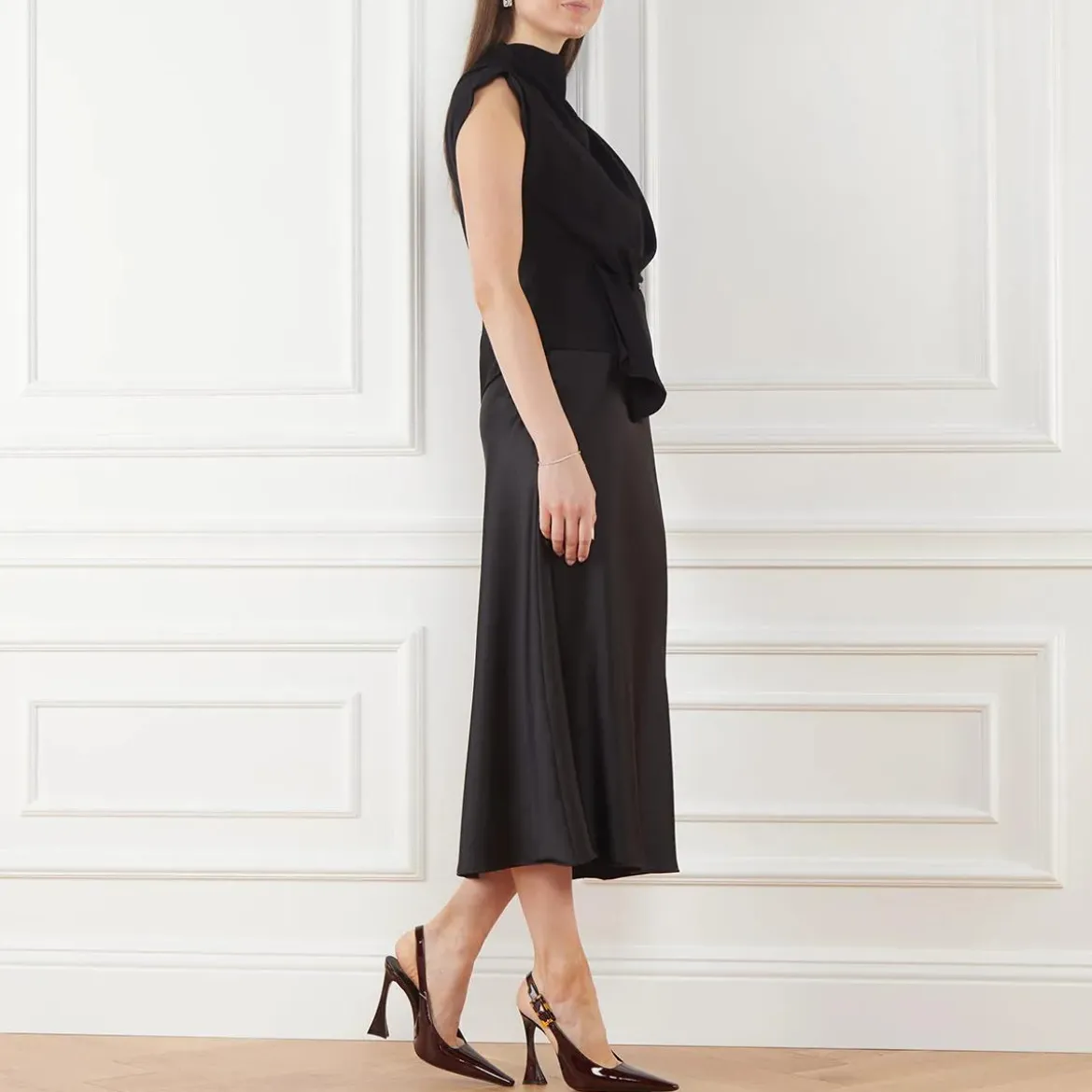 Saint Laurent Stone Sevilla Brown Patent Leather Pumps Brown Pumps