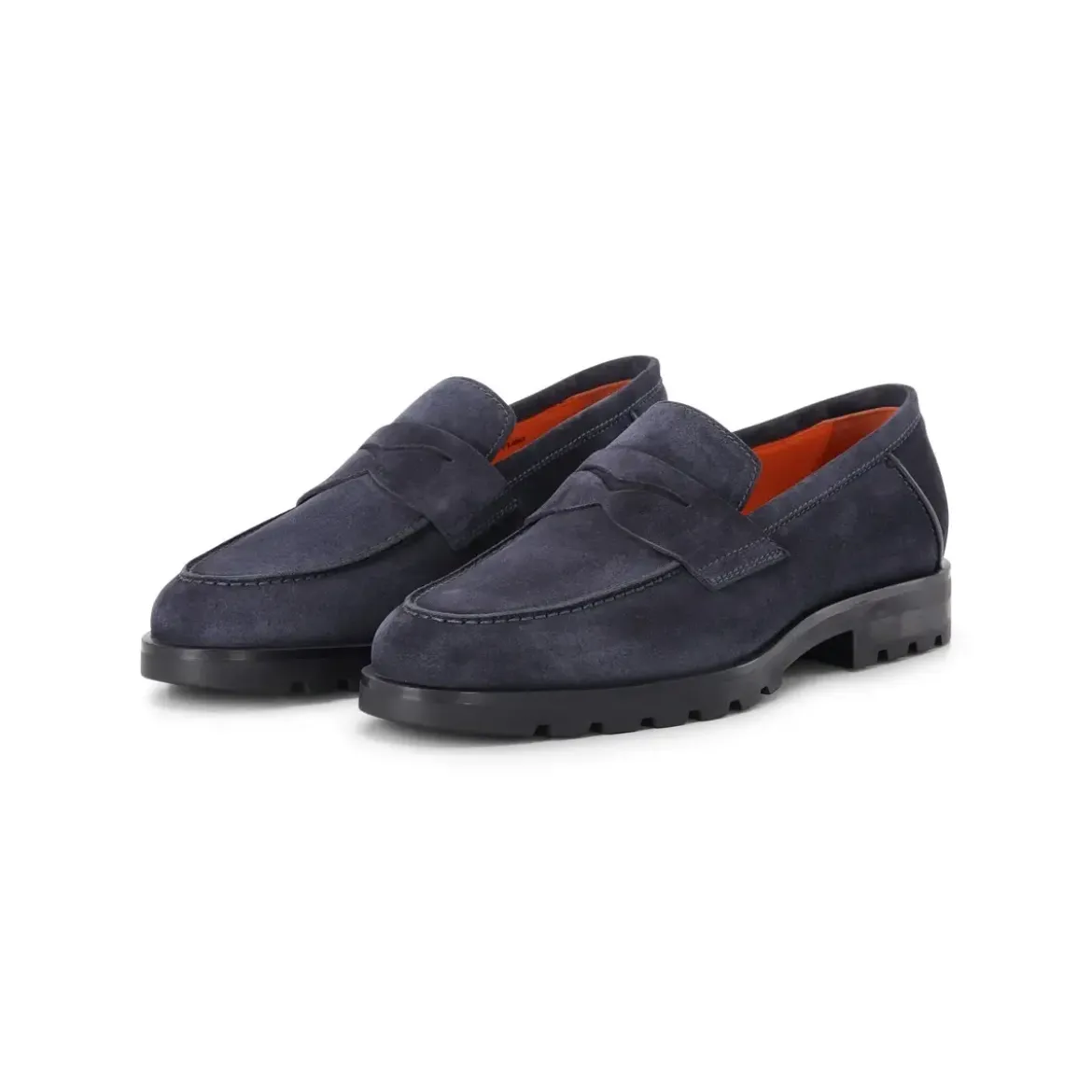 Santoni Flat Shoes Blue blau Loafer