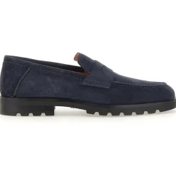 Santoni Flat Shoes Blue blau Loafer