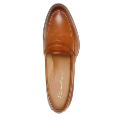 Santoni Leather penny loafer weiß Loafer