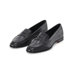 Santoni Loafer aus Leder schwarz Schnürschuhe