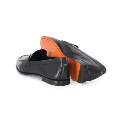 Santoni Loafer aus Leder schwarz Schnürschuhe