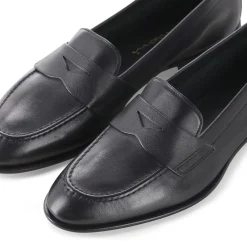 Santoni Loafer aus Leder schwarz Schnürschuhe