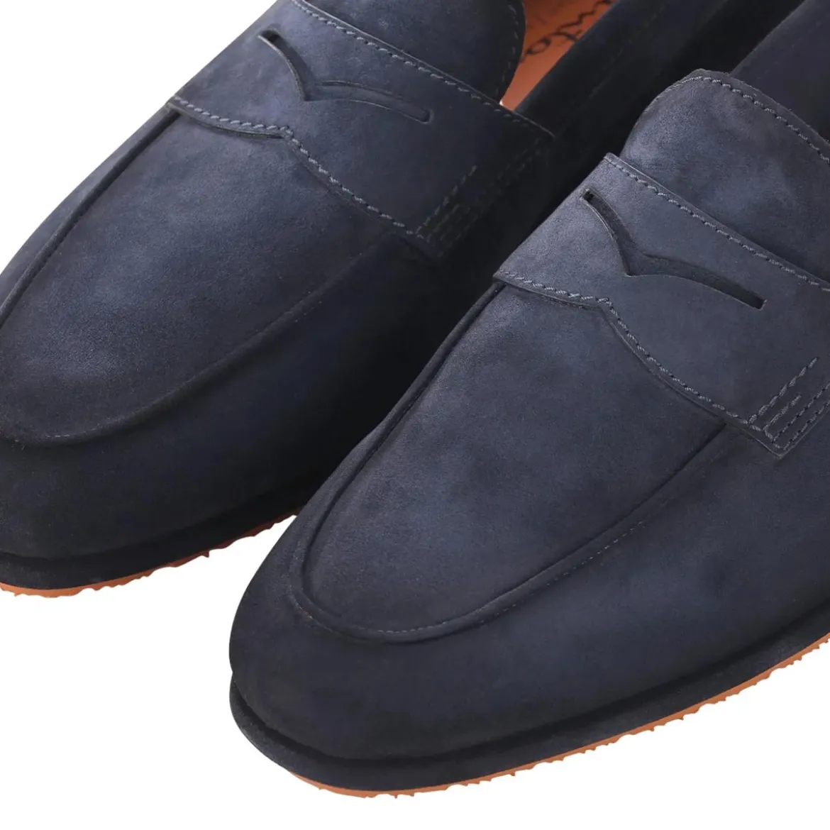 Santoni Loafer aus Veloursleder blau Schnürschuhe
