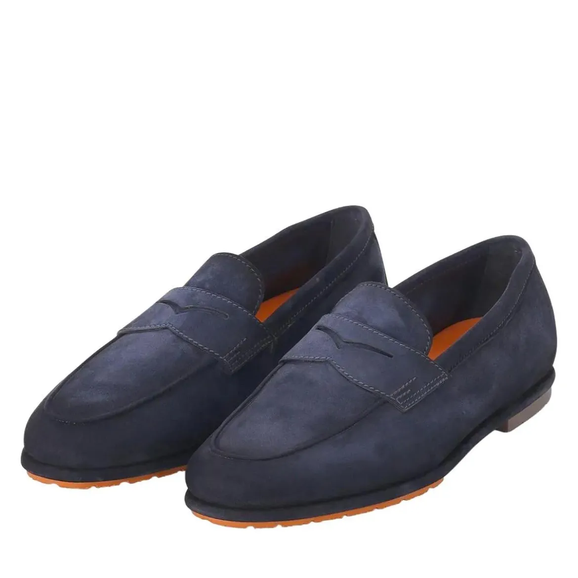 Santoni Loafer aus Veloursleder blau Schnürschuhe