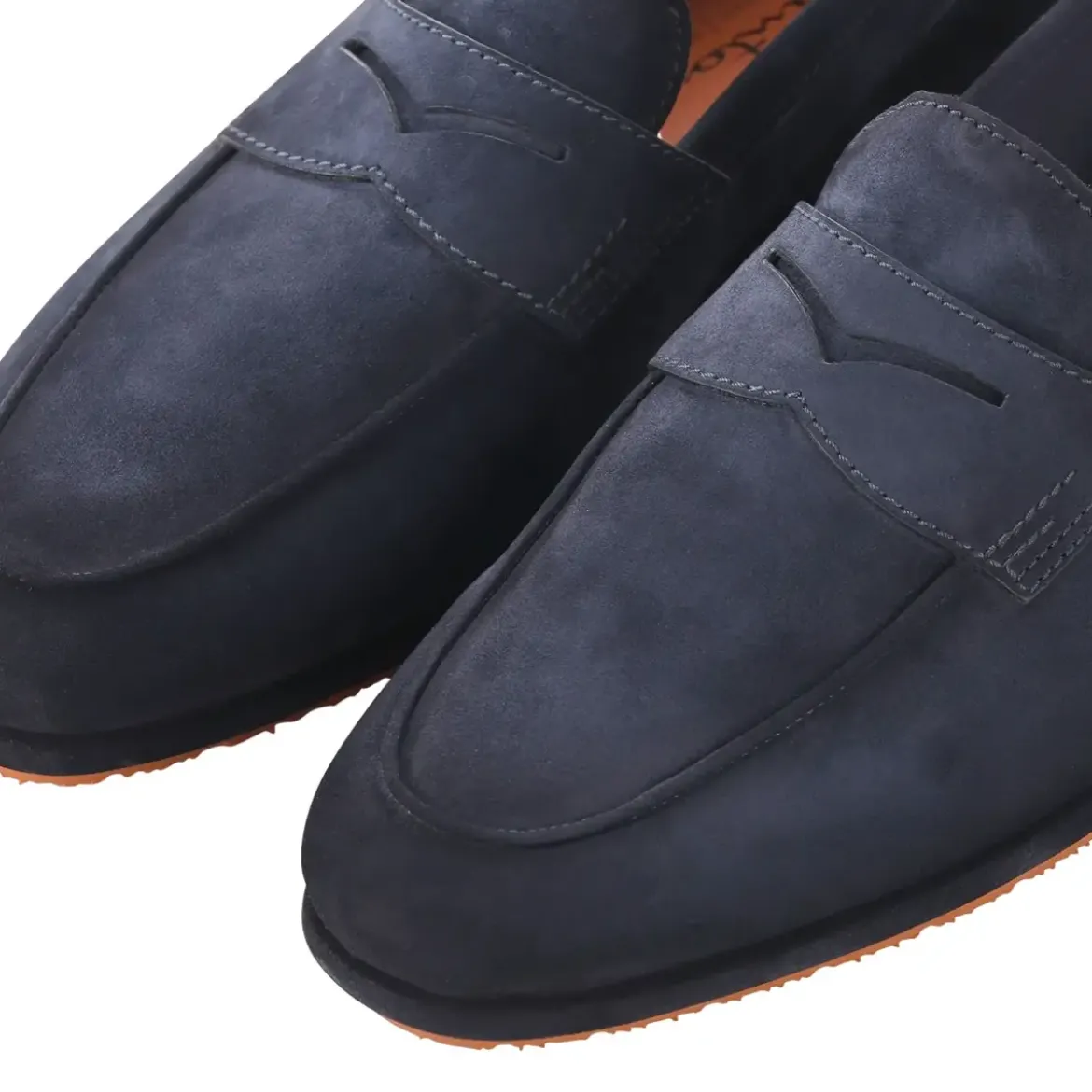 Santoni Loafer aus Veloursleder blau Schnürschuhe