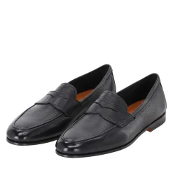 Santoni Loafer Carlos aus Leder schwarz Schnürschuhe