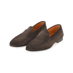 Santoni Loafers aus Veloursleder braun Schnürschuhe