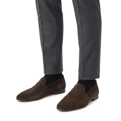 Santoni Loafers aus Veloursleder braun Schnürschuhe