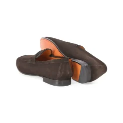 Santoni Loafers aus Veloursleder braun Schnürschuhe