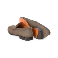 Santoni Loafers aus Veloursleder braun Schnürschuhe