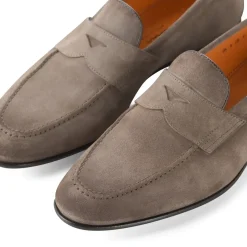 Santoni Loafers aus Veloursleder braun Schnürschuhe