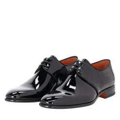 Santoni Schnürschuhe aus Lackleder schwarz Schnürschuhe
