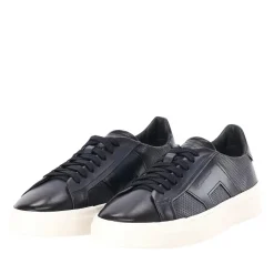 Santoni Sneaker aus Leder blau Schnürschuhe