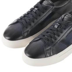 Santoni Sneaker aus Leder blau Schnürschuhe