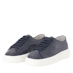 Santoni Sneaker aus Leder blau Schnürschuhe