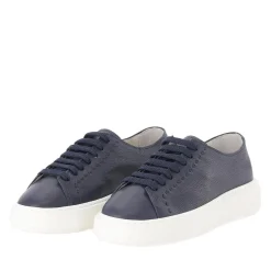 Santoni Sneaker aus Leder blau Schnürschuhe