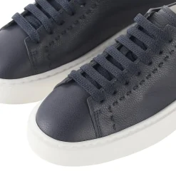 Santoni Sneaker aus Leder blau Schnürschuhe